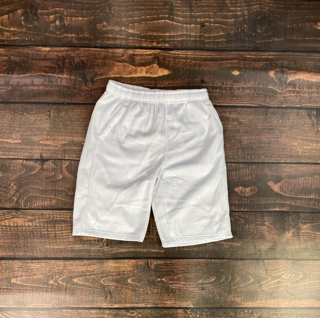 White Solid Fleece Shorts