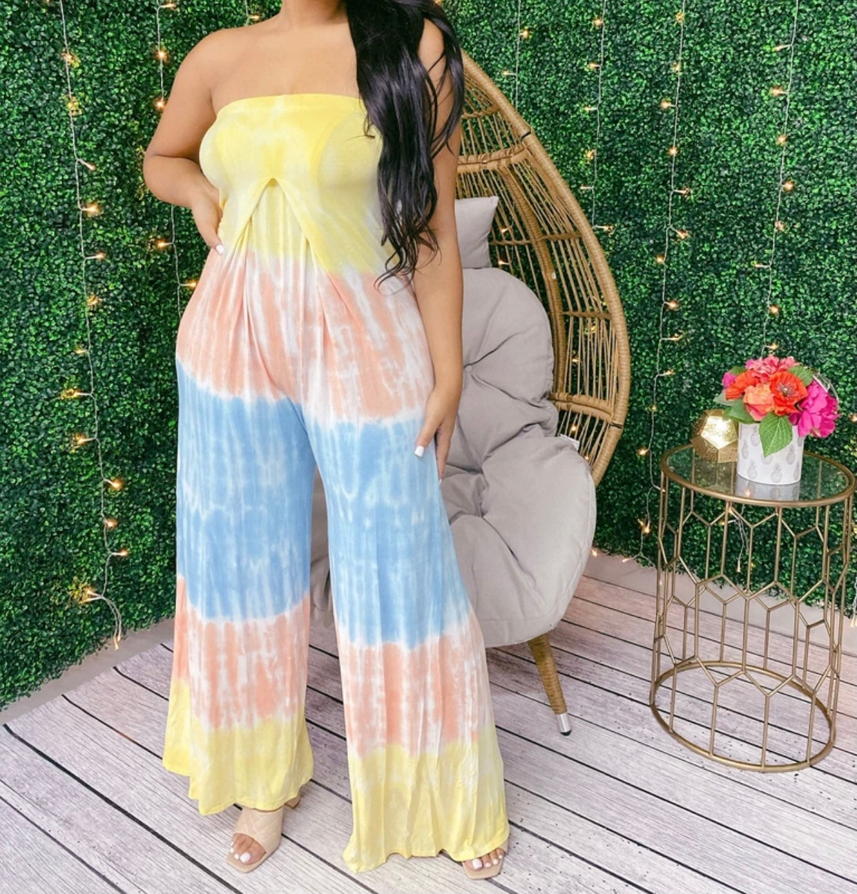 Wide Leg Tube Top Romper