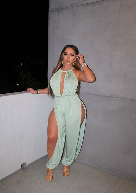 Sage Side Slit Jumpsuit