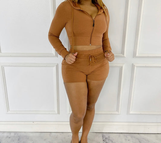 Terry Hoodie Jacket & Shorts Set